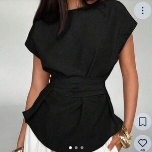 black linen blouse